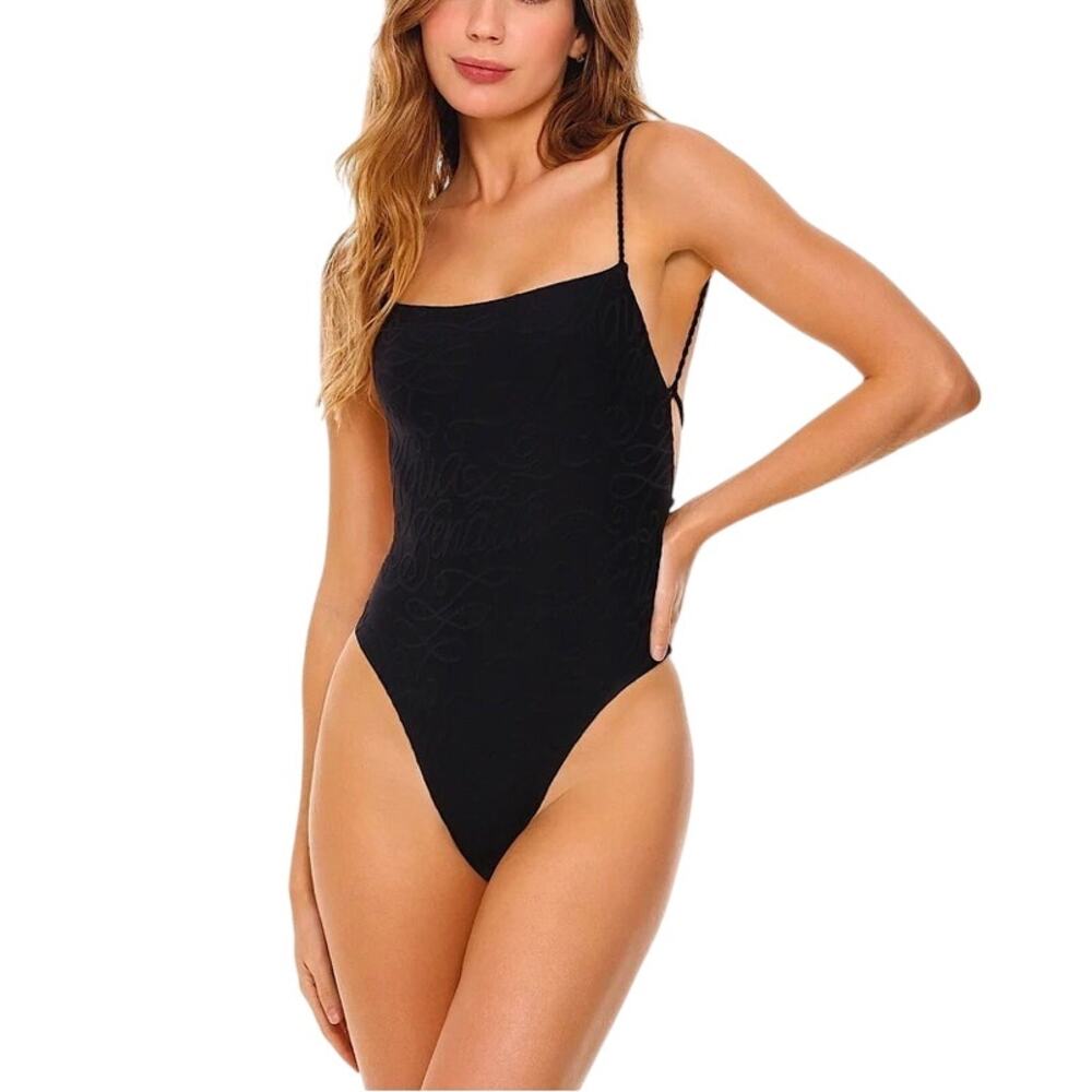 Agua Bendita Kali Bathing Suit Strappy Backless High Rise Bottom Black Size XL